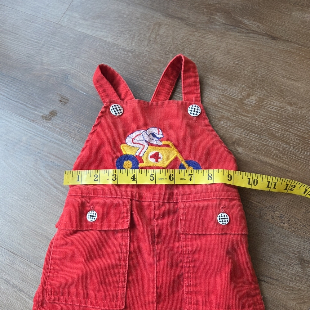 Vintage 80s Healthtex Red Motorcycle Patch Corduroy Baby Overalls Boys Size 2T - Picture 6 of 10